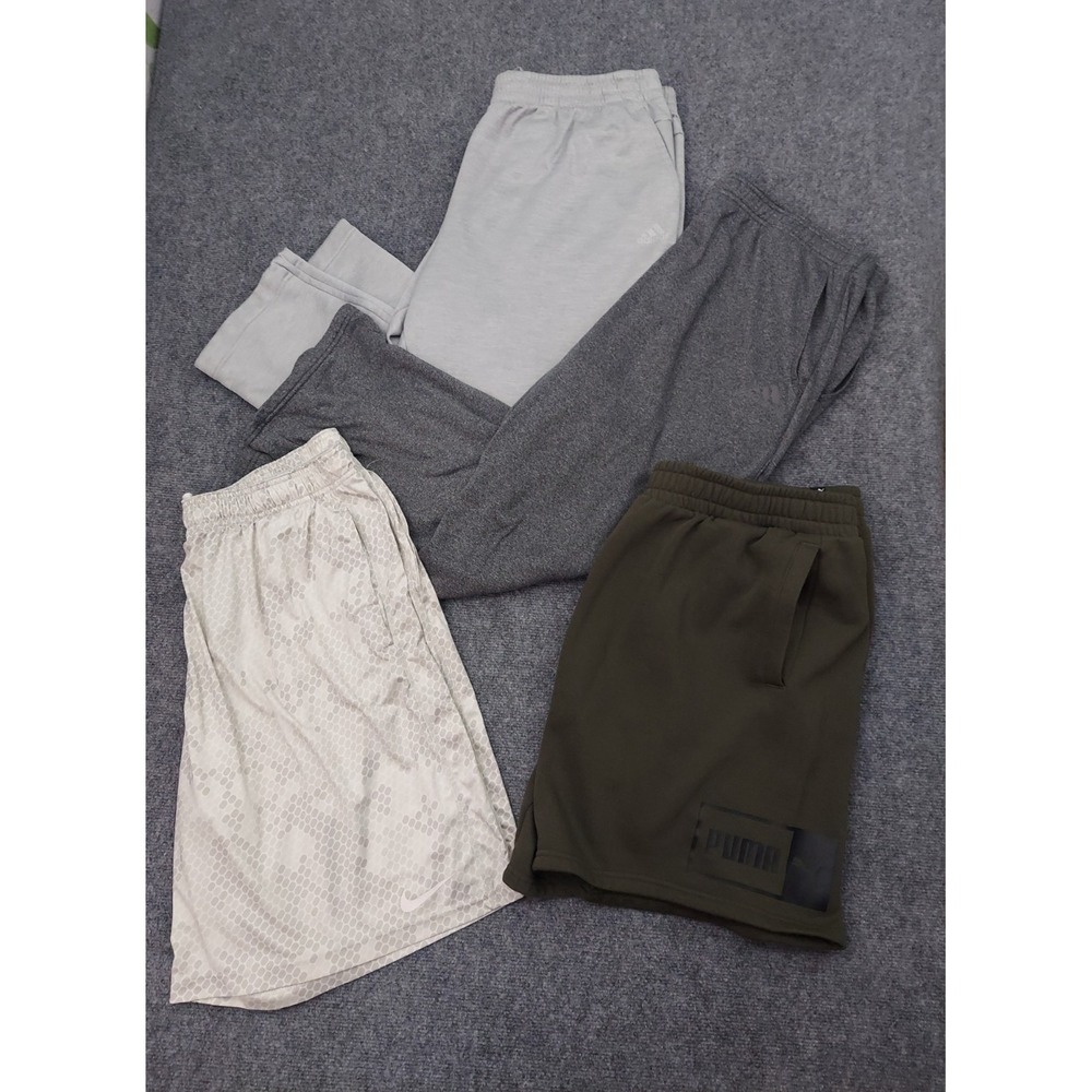 Lot 4 NIKE PUMA ADIDAS Sweat Pants Shorts Mens 2XL Fleece Gym workout Athletic